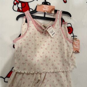 Pink and White Bow Print 2 Piece Set